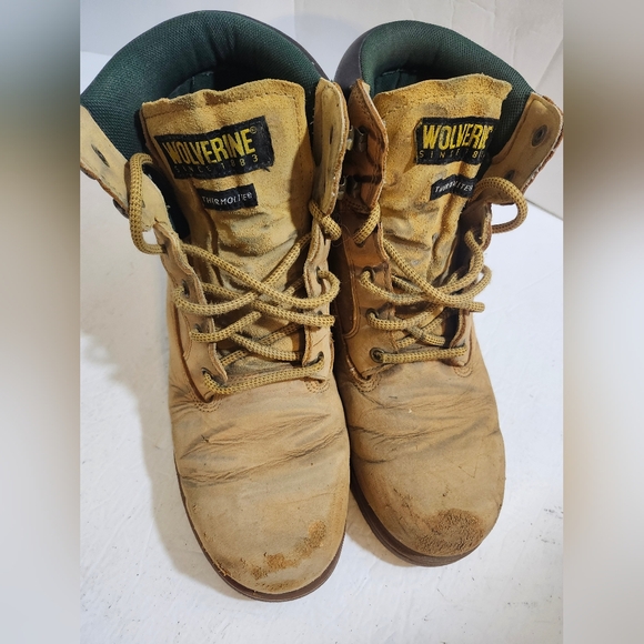 Men Wolverine Size 9M Soft Toe Leather Work Boot Wheat main image 5